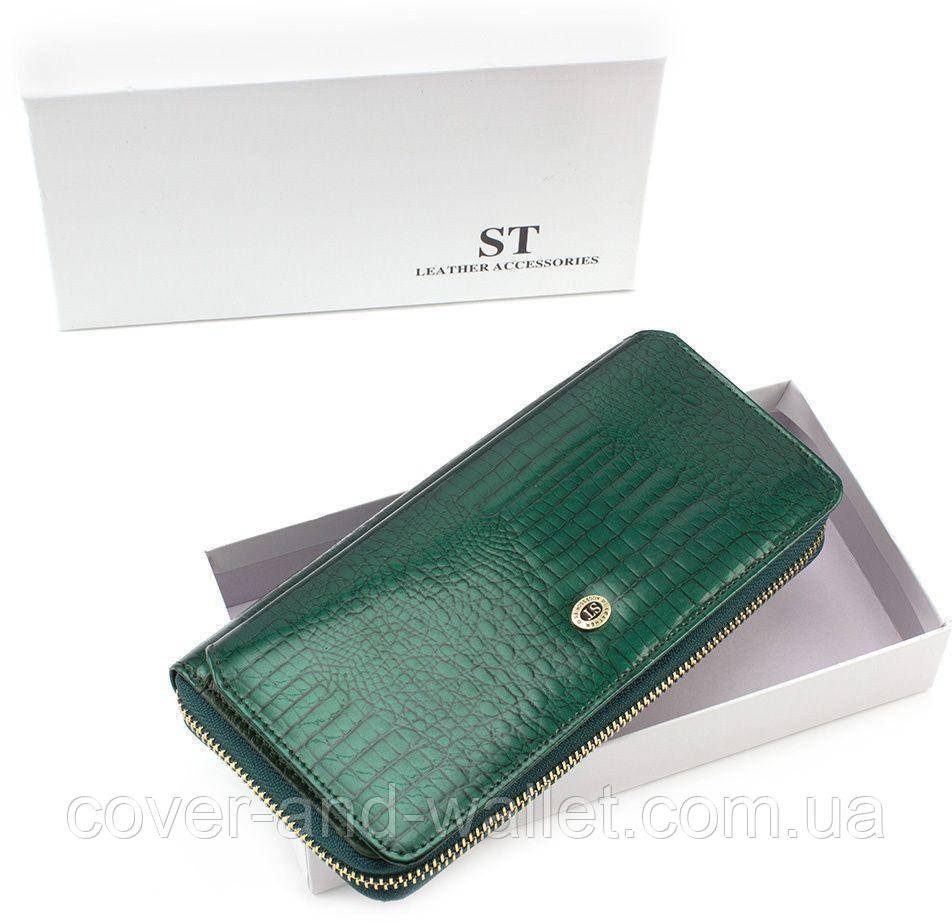 Модний лаковий жіночий гаманець на блискавці зеленого кольору ST S7001A Київ - фото 8