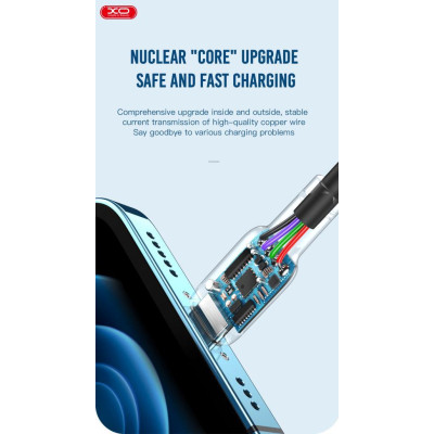 Дата кабель USB 2.0 AM to Lightning 1.0m 2.1A silicone black XO (NB208-L-1-BK) Винница - изображение 2