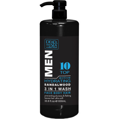 Гель для душа Dead Sea Collection Top 10 мужской 3 в 1 для тела, волос и лица 1000 мл (7290107429375) Винница - изображение 1