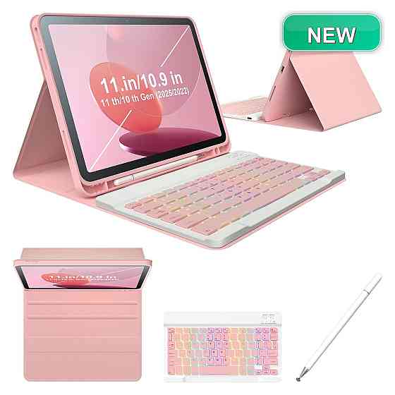 Чохол з клавіатурою кейс клавіатура для iPad 10 10.9 дюйма 2022 QWERTY Bluetooth підсвітка 7 кольорів без стилусу Київ