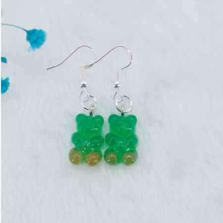 Мишки сережки, цвет зеленый + коричневый - размер мишки 1,6*1см, смола Киев