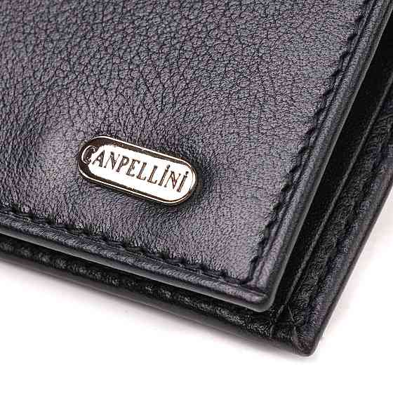 Класичне горизонтальне чоловіче портмоне з натуральної шкіри флотар CANPELLINI 21778 Чорне Київ