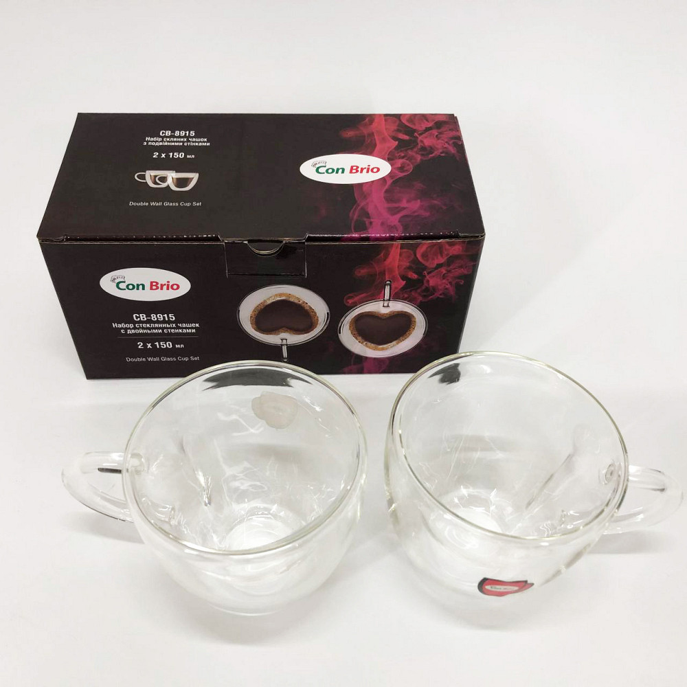 Две чашки с двойным дном Con, Чашка с двойными стенками двойным дном Кружка двойнми стенками стекло MD-54 Львов - изображение 1