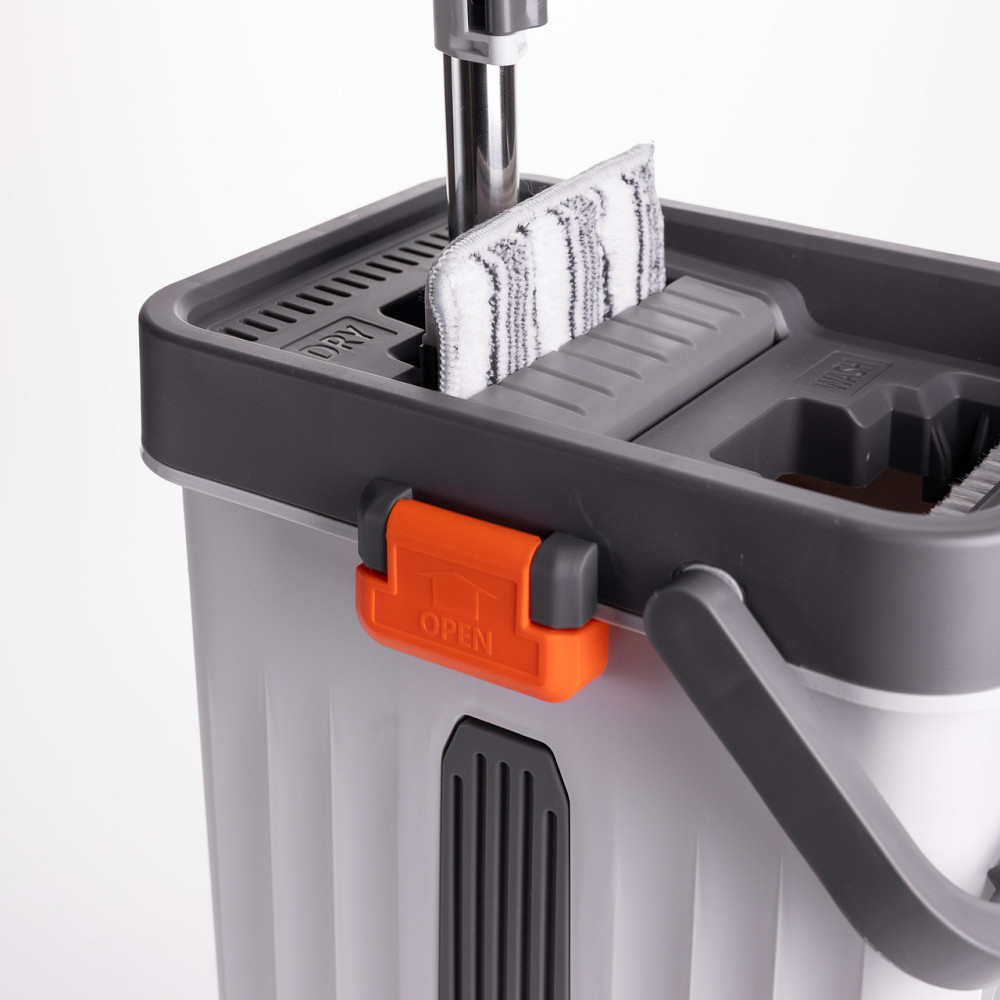 Швабра з відром 14 л для миття підлоги з віджимом плоска насадка з мікрофібри HP-35015-59 Коломия - фото 10