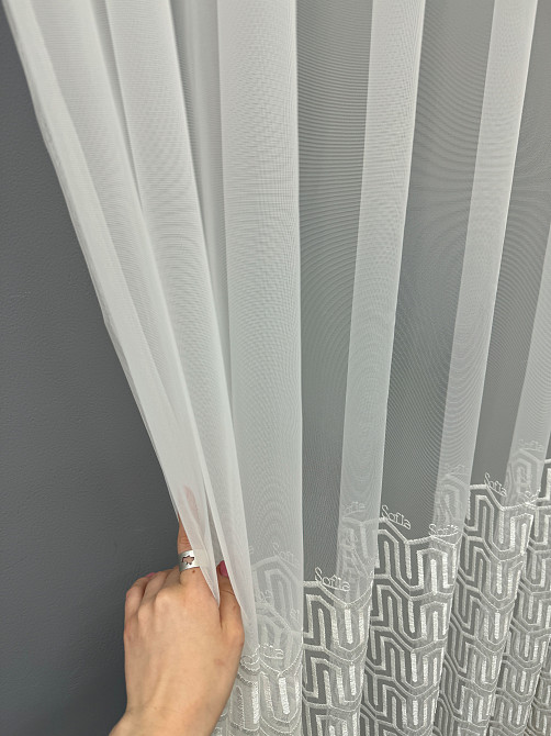 Тюль VR-Textil 1505т Фатин з вишивкою Молочний 300х270 см (40-224) Київ - фото 5