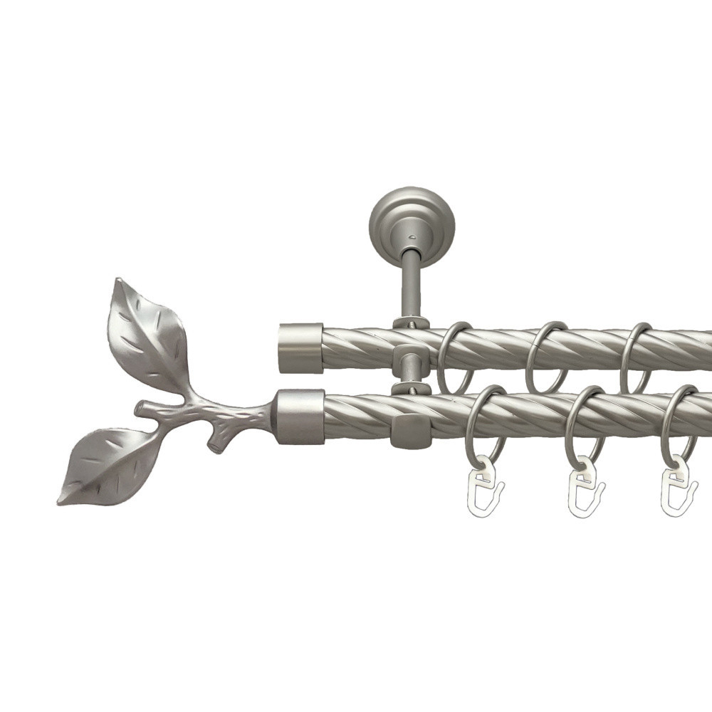 Карниз Orvit Листок Троянди металевий дворядний відкритий скручена труба кільце металеве Сатин 19\19 мм 240 см (00-00023216) Львів - фото 1