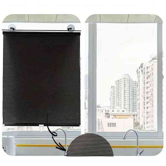 Рулонна сонцезахисна шторка на вікно 125х58см, Чорна / Рулонна штора від сонця на пластикові вікна Київ