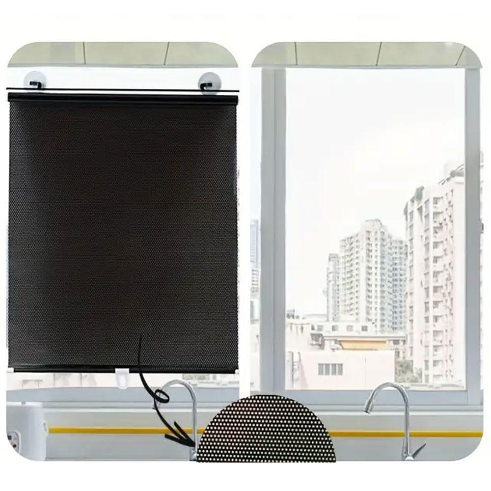 Рулонна сонцезахисна шторка на вікно 125х58см, Чорна / Рулонна штора від сонця на пластикові вікна Київ - фото 6