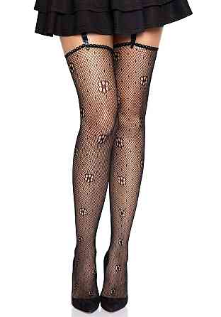 Чулки Leg Avenue Daisy Dot Fishnet Stockings One Size Black Sex Aura Киев