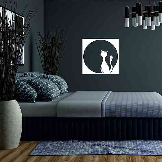 Декоративное настенное 3D Панно «Кот» Декор на стену с объемом 70*70 см, Белый Киев