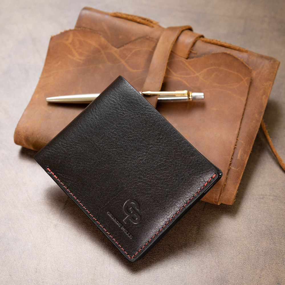 Шкіряне стильне портмоне GRANDE PELLE 11551 Чорний Київ - фото 1