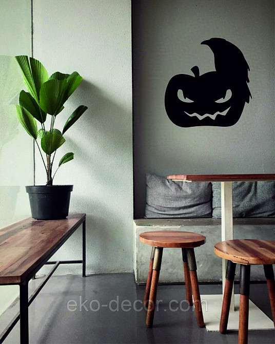 Декоративне настінне Панно «Хеллоуїн — гарбуз і ворон», Декор на стіну 50*49 см Київ - фото 7