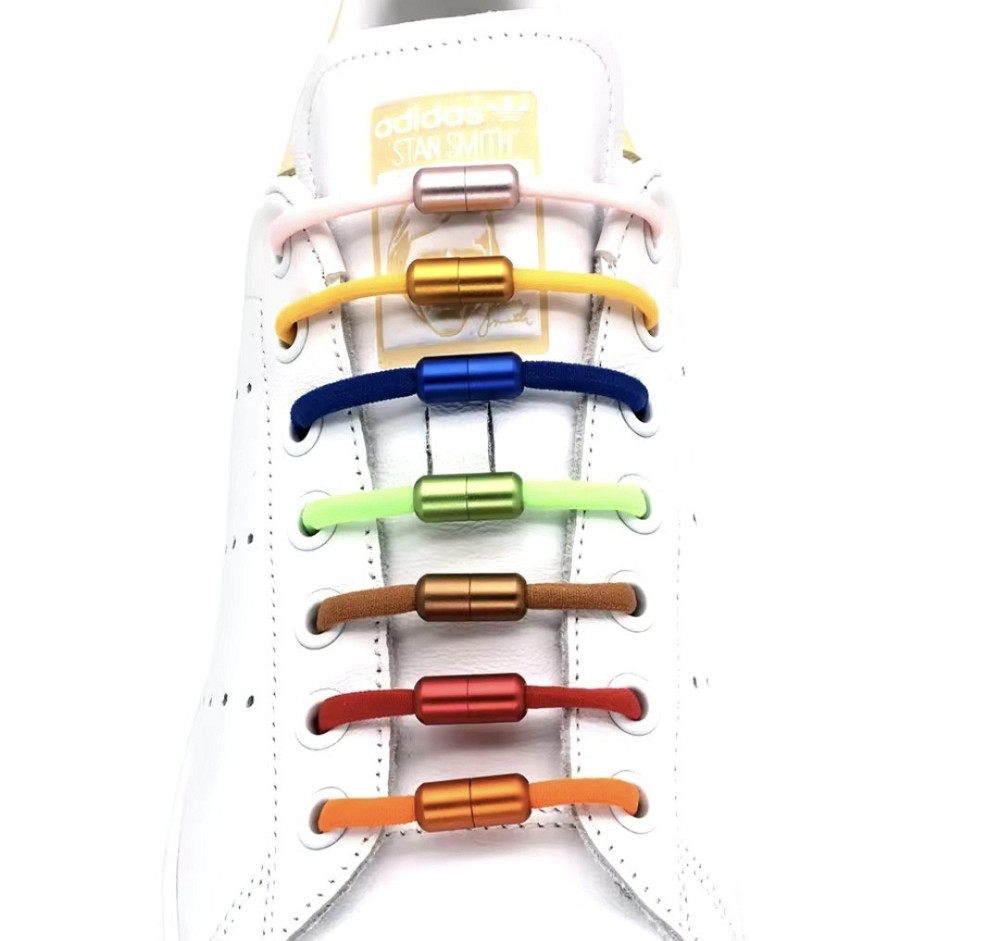 Шнурки еластичні без зав'язок з застібками в один колір Червоний Сміла - фото 2