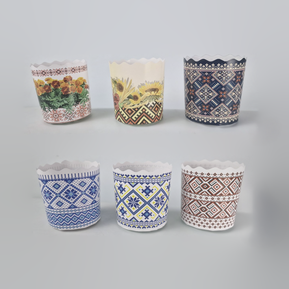 Паперові форми для випікання великодніх паски (85*70) Вишиванка (150 г) (50 шт.) Харків - фото 1