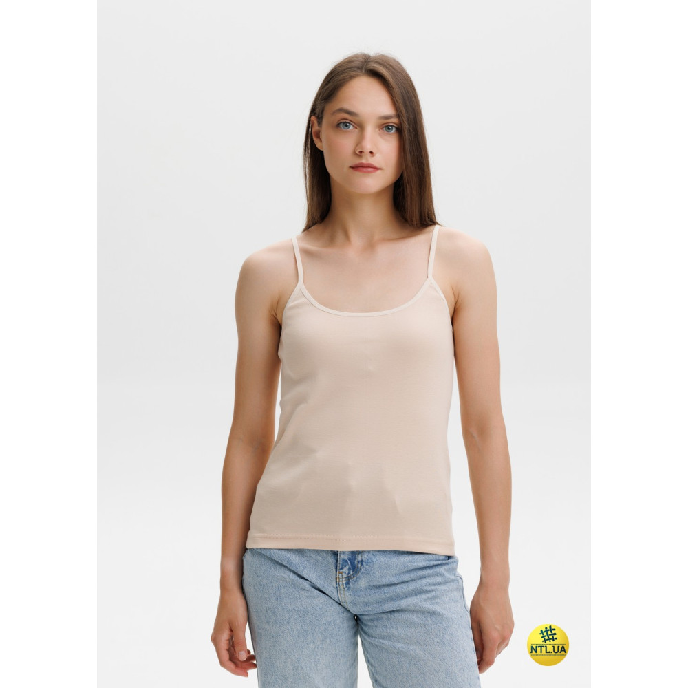 Базова однотонна жіноча майка з бавовни на тонких бретелях Наталюкс 21-2101 3XL Киев - изображение 5