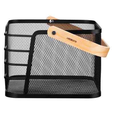 Фруктовница Ardesto Midori з ручкою 24х23.5х16.1см, метал, дерево, чорний (AR0923B) Винница