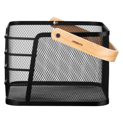 Фруктовница Ardesto Midori з ручкою 24х23.5х16.1см, метал, дерево, чорний (AR0923B) Винница - изображение 2