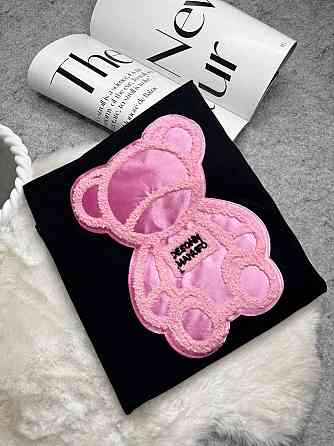 Женская удлиненная оверсайз футболка с мишкой кулир Одесса