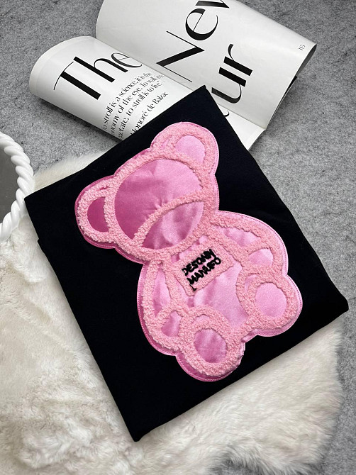 Женская удлиненная оверсайз футболка с мишкой кулир Одесса - изображение 3