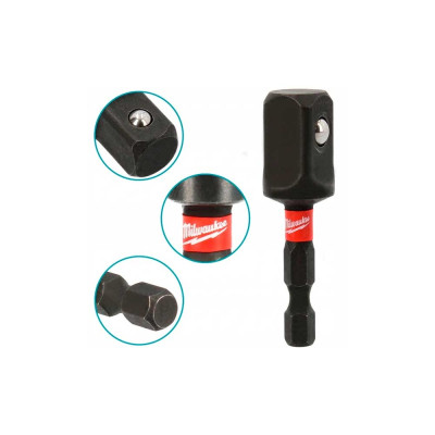 Адаптер для інструменту Milwaukee ShW з 1/4"HEX на 1/4" квадратный хвостовик (4932471826) Вінниця - фото 3