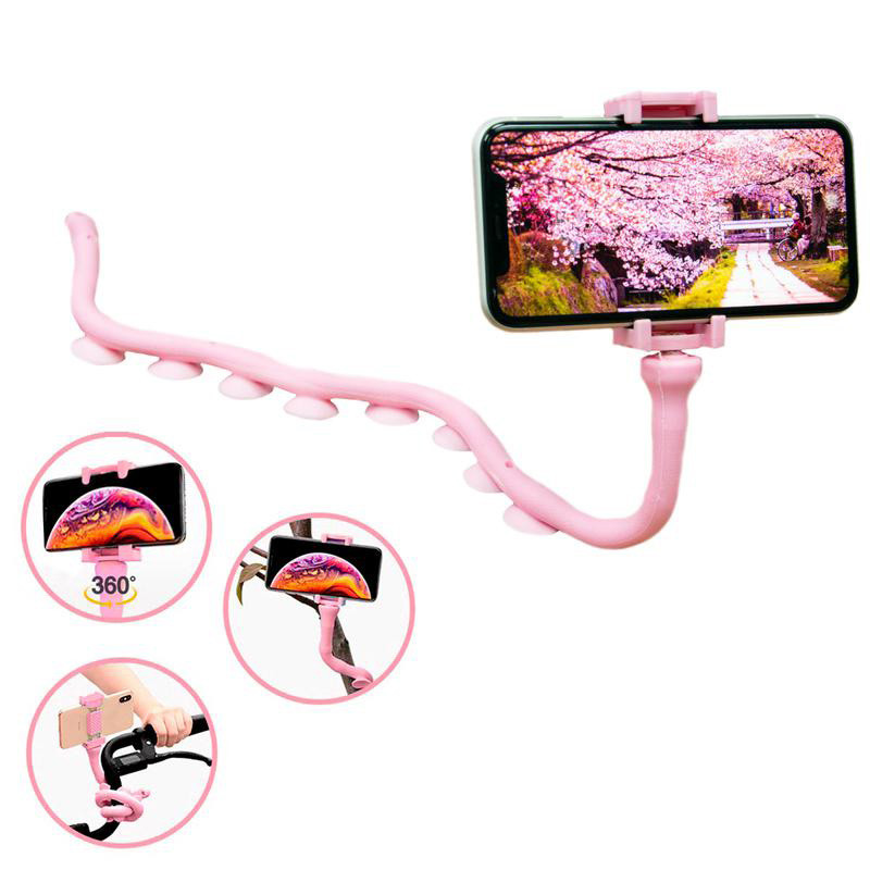 Гнучкий тримач для телефону з універсальними присосками Cute Worm Lazy Holder. Колір: рожевий UG-99 Івано-Франківськ - фото 1