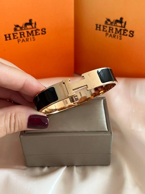 Браслет Hermes жёсткий | черная эмаль | напыление золото  |  напыление серебро 925 Одесса - изображение 7