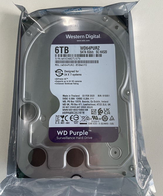 Накопичувач HDD SATA 6.0TB WD Purple 5400 rpm 256MB (WD64PURZ) 3.5