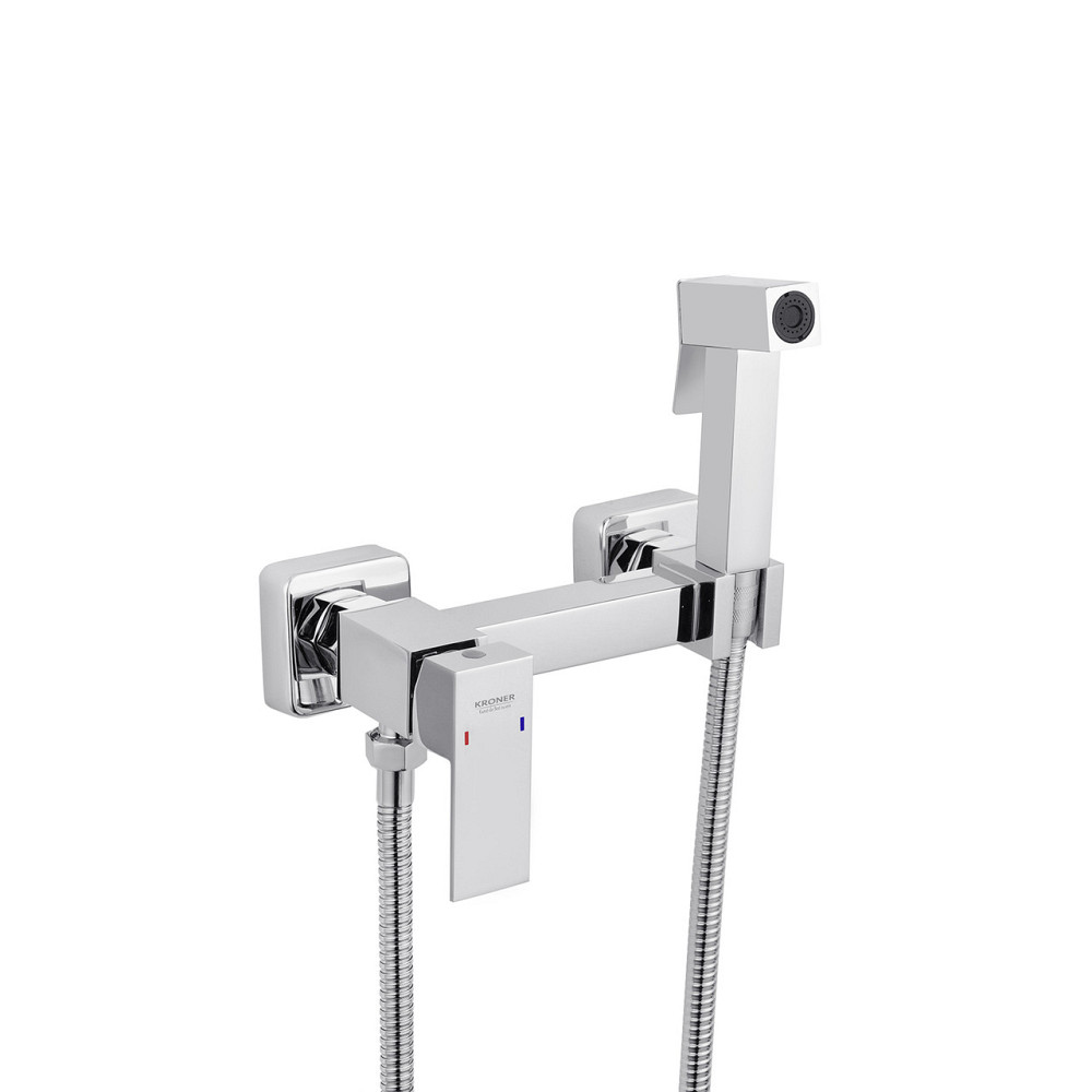Смеситель с гигиеническим душем Kroner KRP Edelstahl Kubus - CHR052 Киев - изображение 1