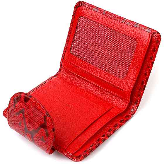 Лаковане жіноче портмоне середнього розміру з натуральної шкіри з тисненням під змію CANPELLINI 21810 Червоне Київ
