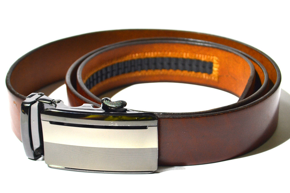 Шкіряний ремінь унісекс коричневий автомат 1200х35 мм Одеса - фото 4