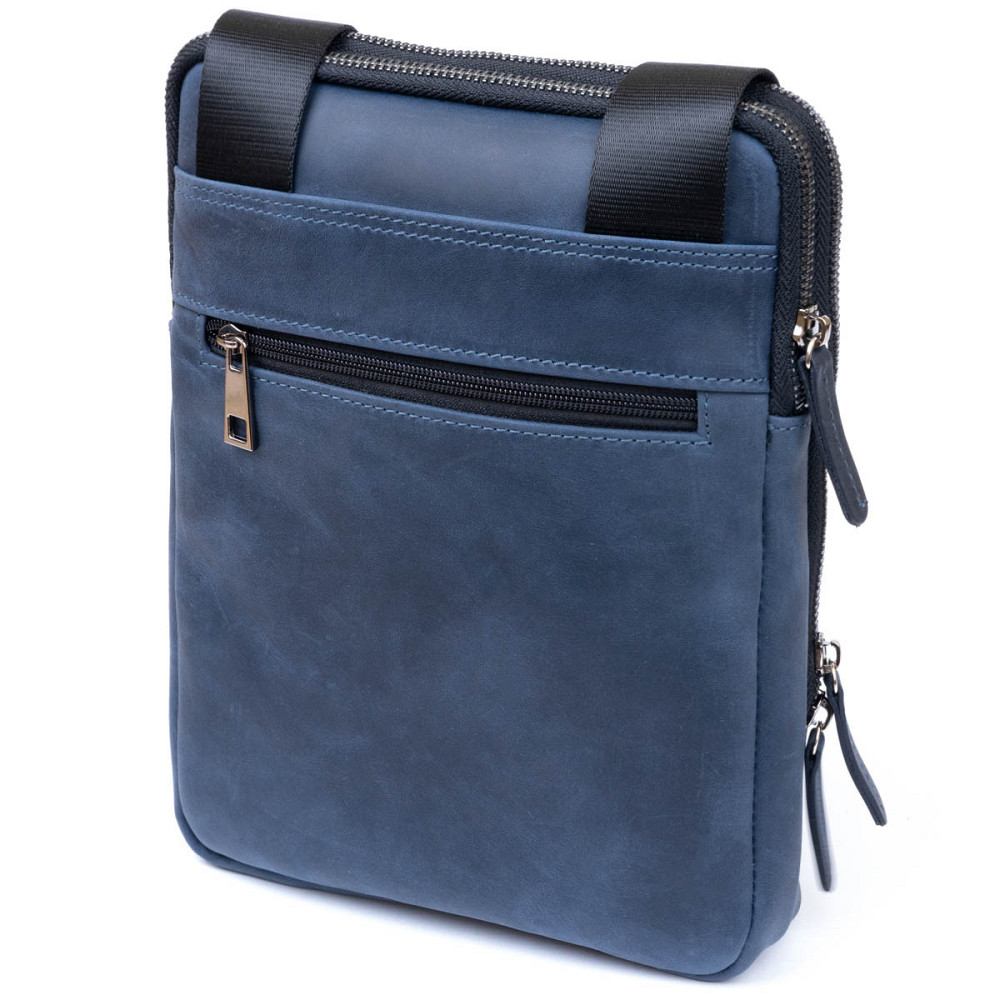 Сумка чоловіча планшет на два відділення вінтажна шкіряна Синя (SHVIGEL) Київ - фото 6