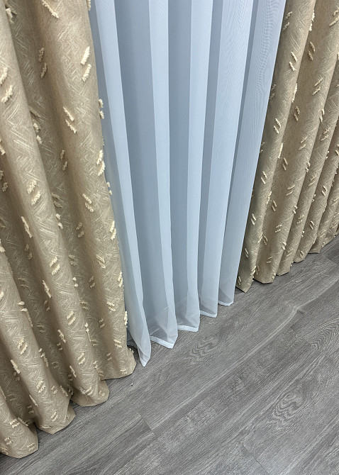 Шторная ткань Лен Букле цвет бежевый 1883ш Киев - изображение 6