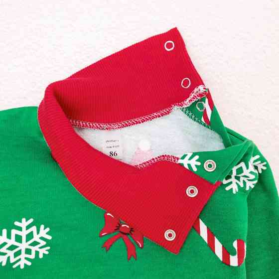 Теплий святковий боді-гольф для дітей Festive Reindeer зріст 98 см (2 - 3 роки) Malena Зелений з принтом Кривий Ріг