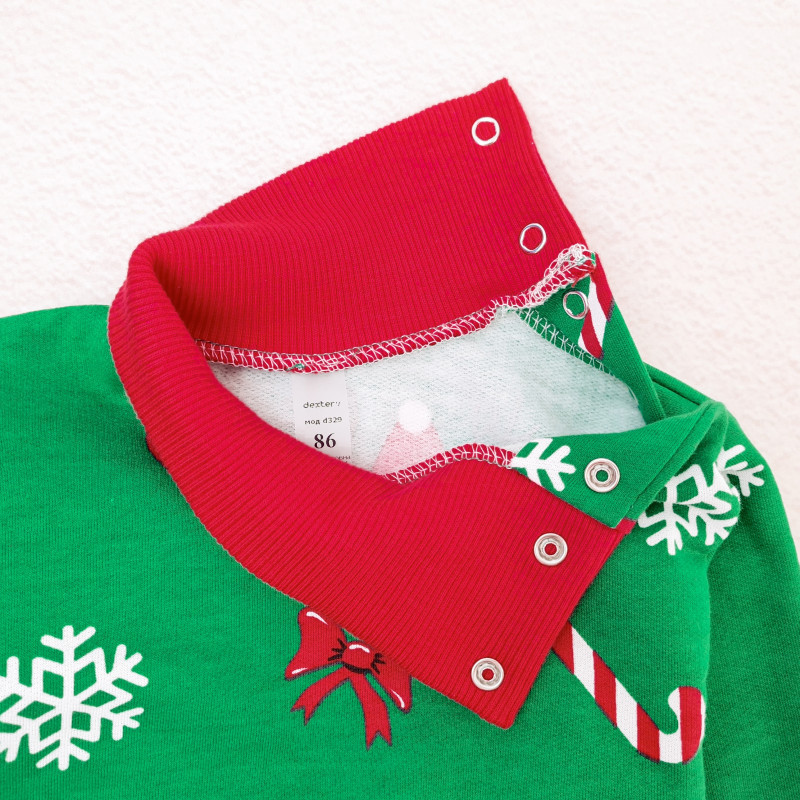 Теплий святковий боді-гольф для дітей Festive Reindeer зріст 98 см (2 - 3 роки) Malena Зелений з принтом Кривий Ріг - фото 2
