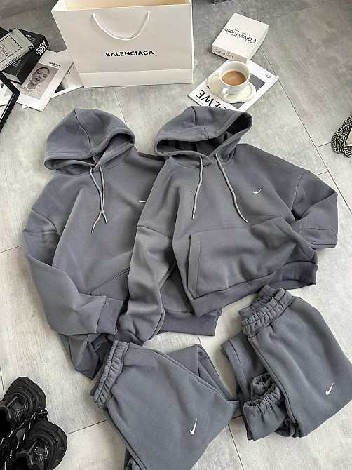 Мужской теплый стильный тринитный костюм на флисе + манжеты рыбана Графит, 46/50 Одесса - изображение 5