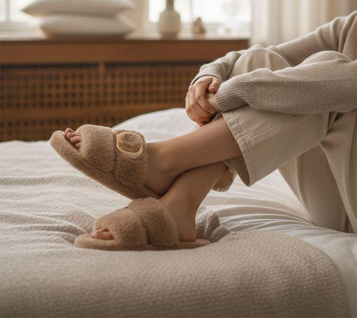 Женские тапочки домашние открытый носок Бежевый мех 41 Одесса - изображение 3