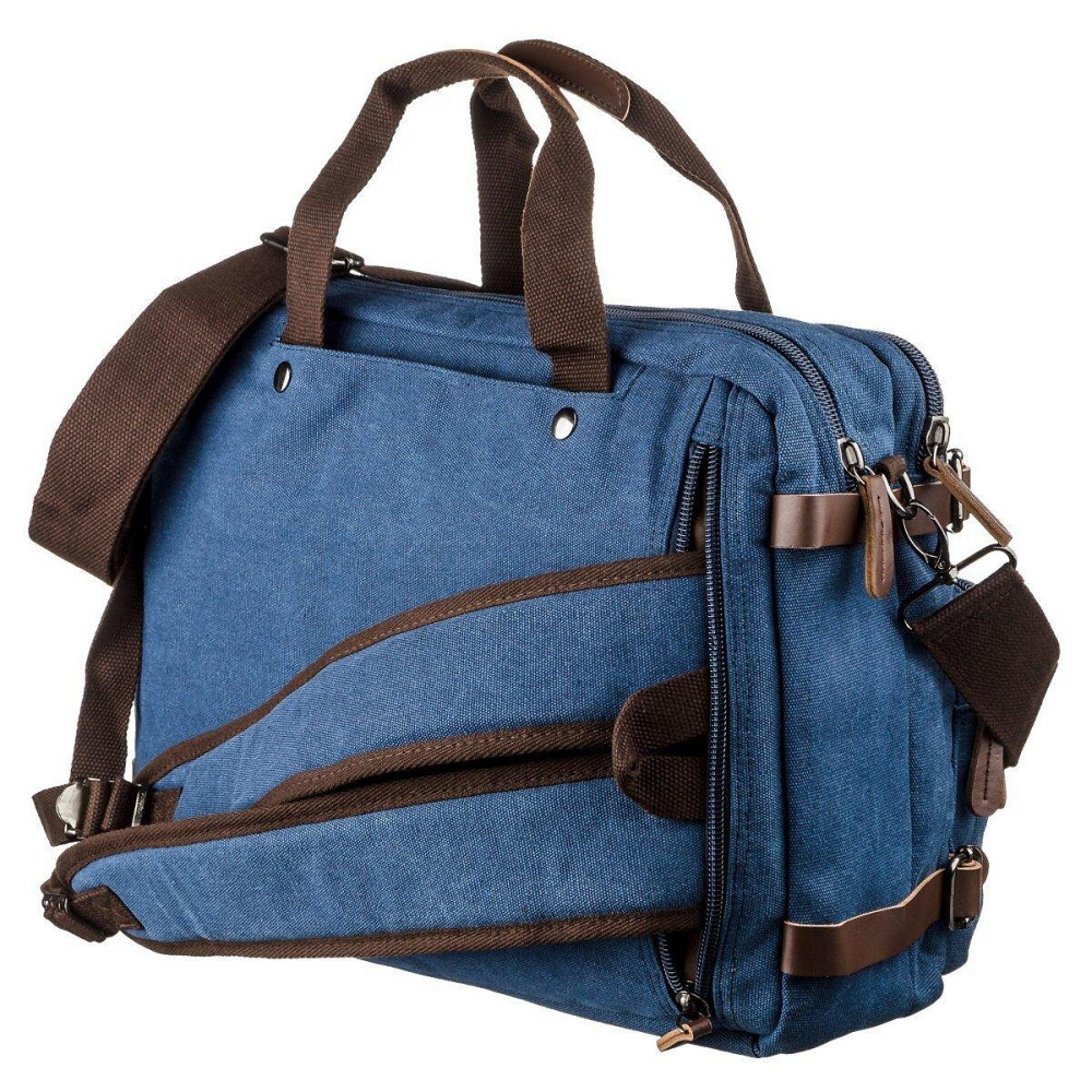 Сумка-трансформер текстильная большая Vintage 20153 Синяя Киев - изображение 2