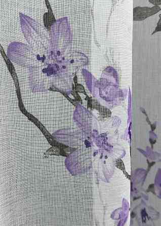 Тюль VR-Textil 1910т Flora Батист Білий з фіолетово-чорним принтом 300х270 см (40-244) Київ