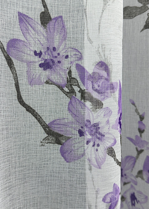 Тюль VR-Textil 1910т Flora Батист Білий з фіолетово-чорним принтом 300х270 см (40-244) Київ - фото 6