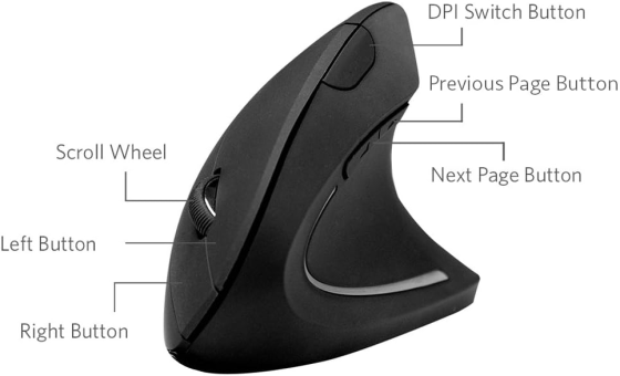 Беспроводная вертикальная мышь Anker A7852 2.4 ГГц, USB, 800/1200/1600 DPI, 5 кнопок, черная Киев