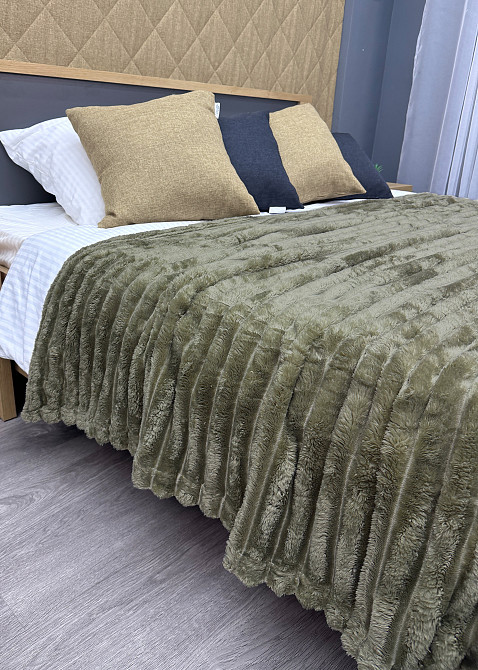 Плед-покривало смужка VIP Шарпей 200х230 см (+-10см) Болотний (87-143) Київ - фото 6