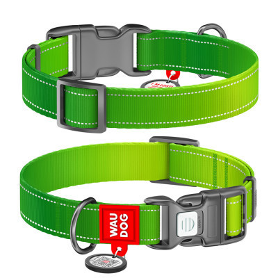 Ошейник для животных WAUDOG Nylon Mono с QR паспортом, пластиковый фастекс L салатовый (52155) Винница - изображение 2