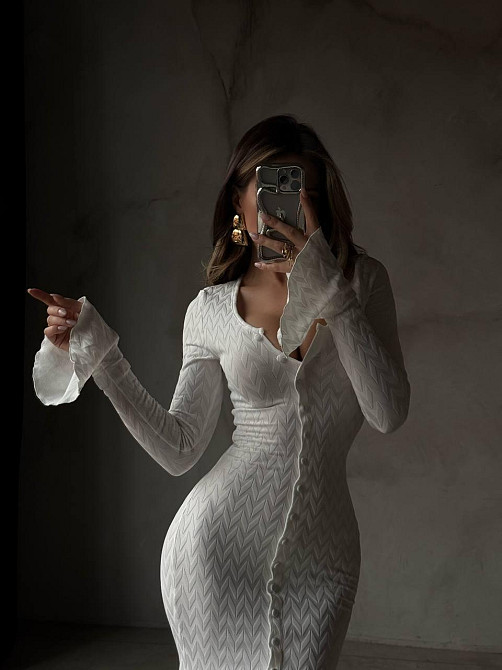 Женское элегантное, притягательное макси платье турецкое ангоро Молочный, 42/44 Одесса - изображение 5