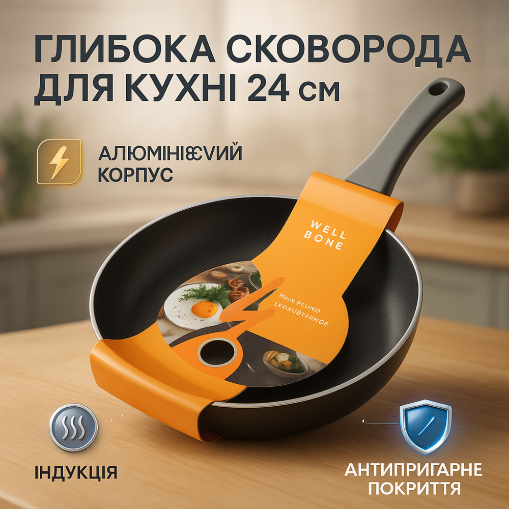 Сталева повітряна сковорода для смаження без масла WELL, Сковорода без рослинної олії OG-67 Львів - фото 17
