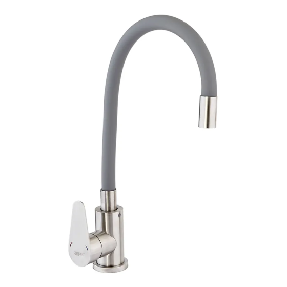 Кухонный смеситель Zerix Fox-011 с гибким серым изливом из нержавеющей стали SUS304 – надежный и стильный ZX4834 Харьков
