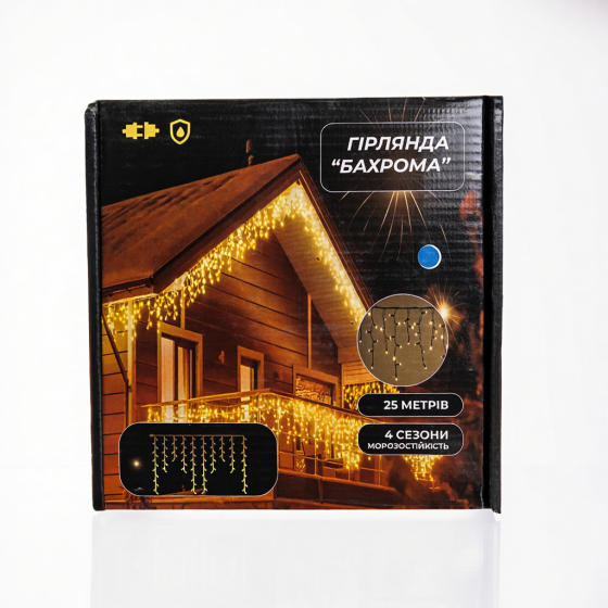 Вулична гірлянда Бахрома 25 м 405 LED чорний провід Синій 25MBBL Київ