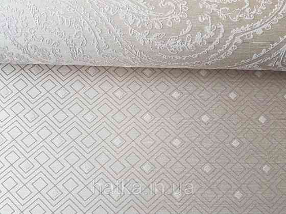 Текстильні шпалери на флізеліновій основі Cador Rasch Textil 086569 темно-бежева основа квадрати геометрія Київ