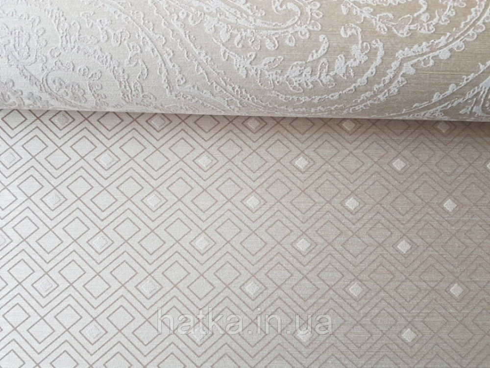 Текстильні шпалери на флізеліновій основі Cador Rasch Textil 086569 темно-бежева основа квадрати геометрія Київ - фото 2