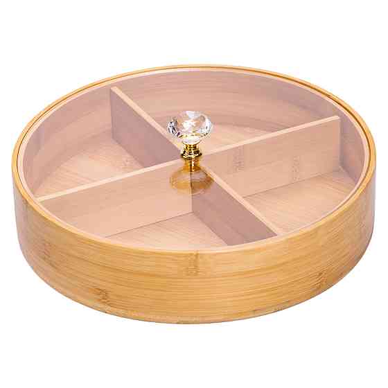 Yiwu Менужниця дерев'яна на 4 секції з кришкою для закусок Ø25 (см) кругла HB-40-3 Киев