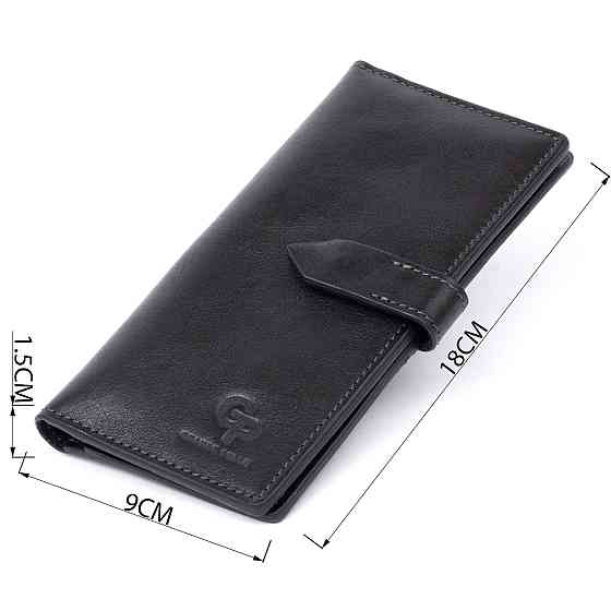 Вертикальний гаманець глянсовий Anet на кнопці GRANDE PELLE 11324 Чорний Київ